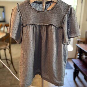 Lauren Conrad Women's Periwinkle Blue Short Sleeved Blouse - XL